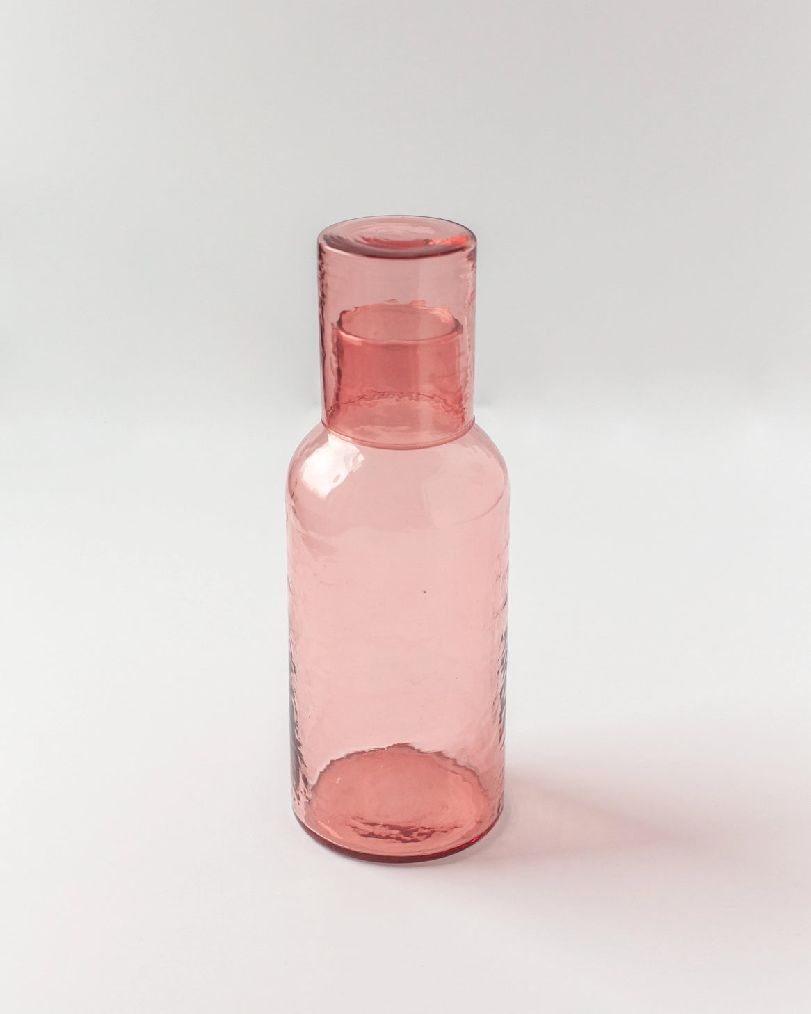 Handblown Hammered Glass Carafe- Blush