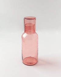 Handblown Hammered Glass Carafe- Blush