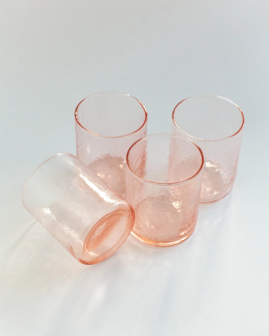 Handblown Hammered Glasses- Blush