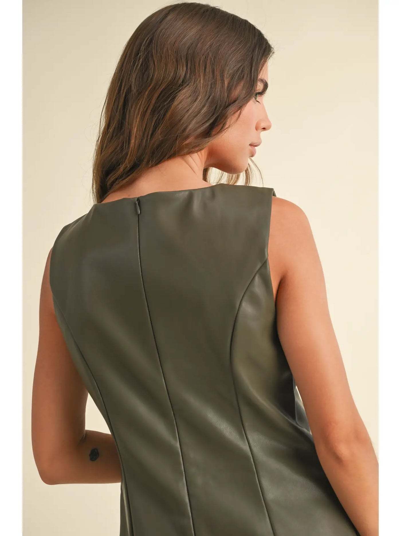 Rhodes Square Neck Faux Leather Dress