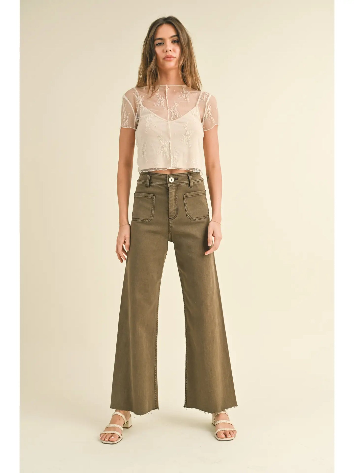 Maeve Wide Leg Paint - Washed Brown