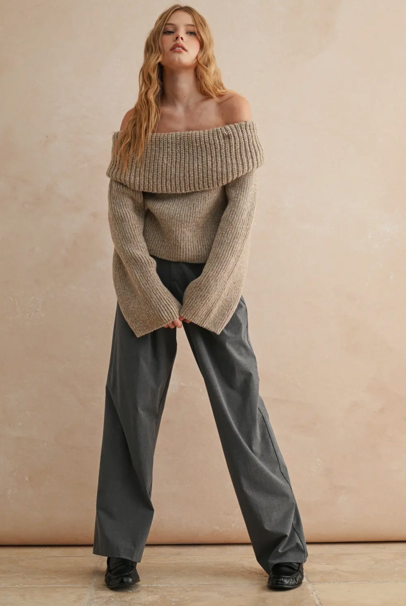 Eliana Off The Shoulder Sweater- Oatmeal