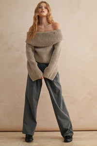 Eliana Off The Shoulder Sweater- Oatmeal