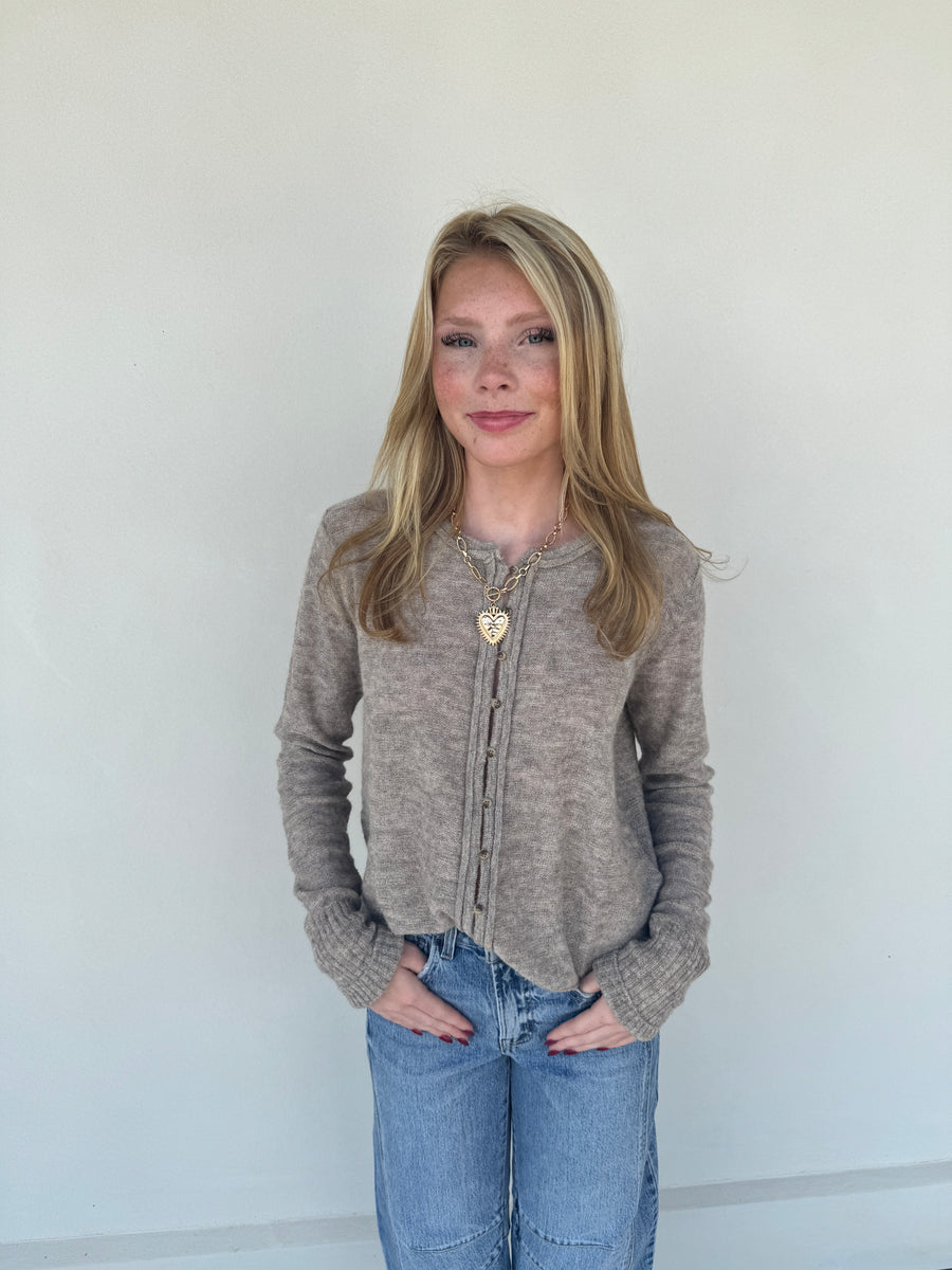 Olivia Button Down Cardigan - Mocha