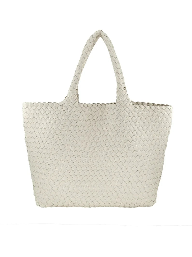 White Woven Tote Shoulder Bag