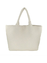 White Woven Tote Shoulder Bag