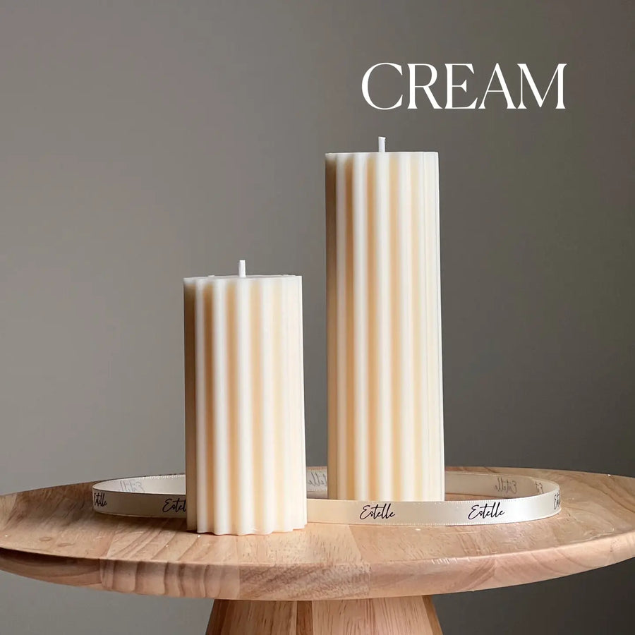 Ribbed Pillar Candle (Set of 2)