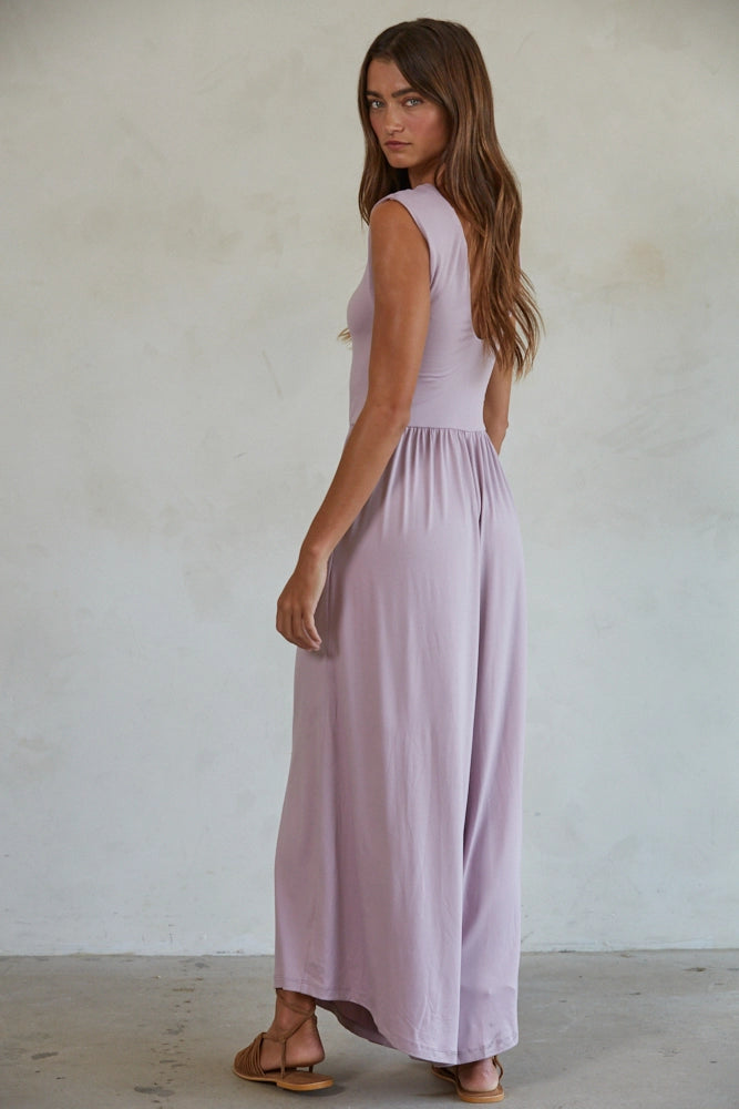 Scarlett Open Back Wide Leg Jumpsuit- Lavender