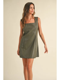 Rhodes Square Neck Faux Leather Dress