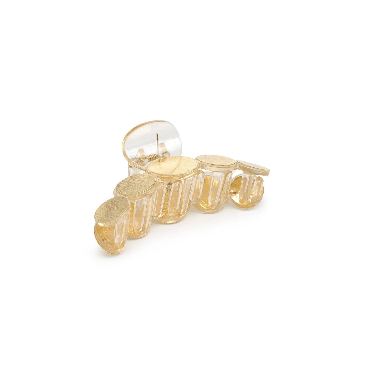 Metallic Disc Plated Hair Claw: Tortoise Gold