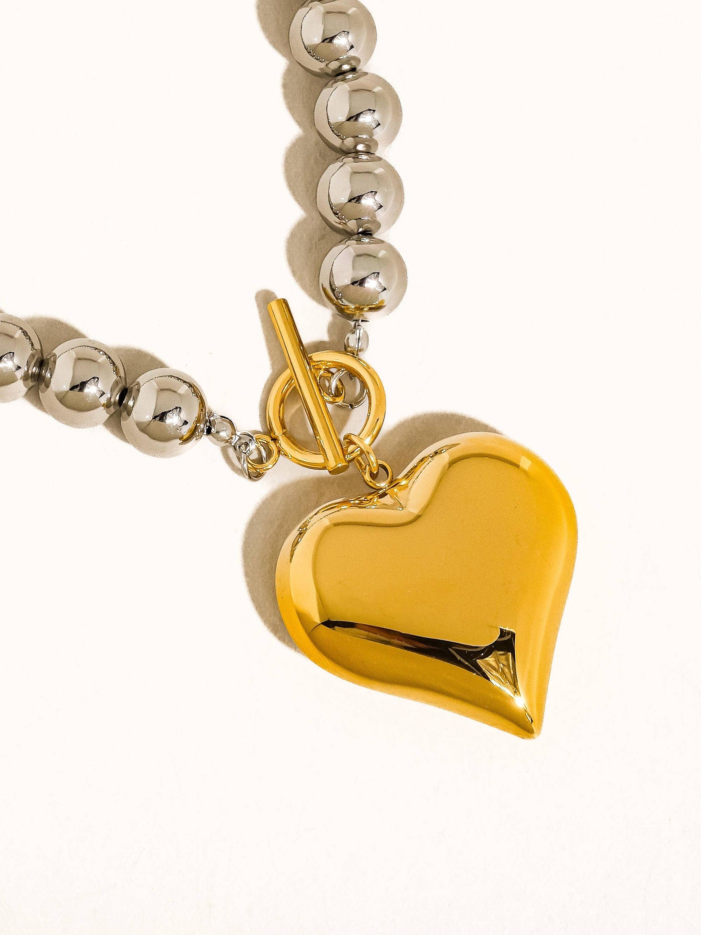 Raissa 18K Gold Non-Tarnish Two Tone Heart Necklace: Multi-Colored