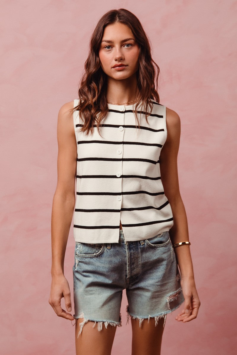 Willow Button Sweater Sleeveless Top