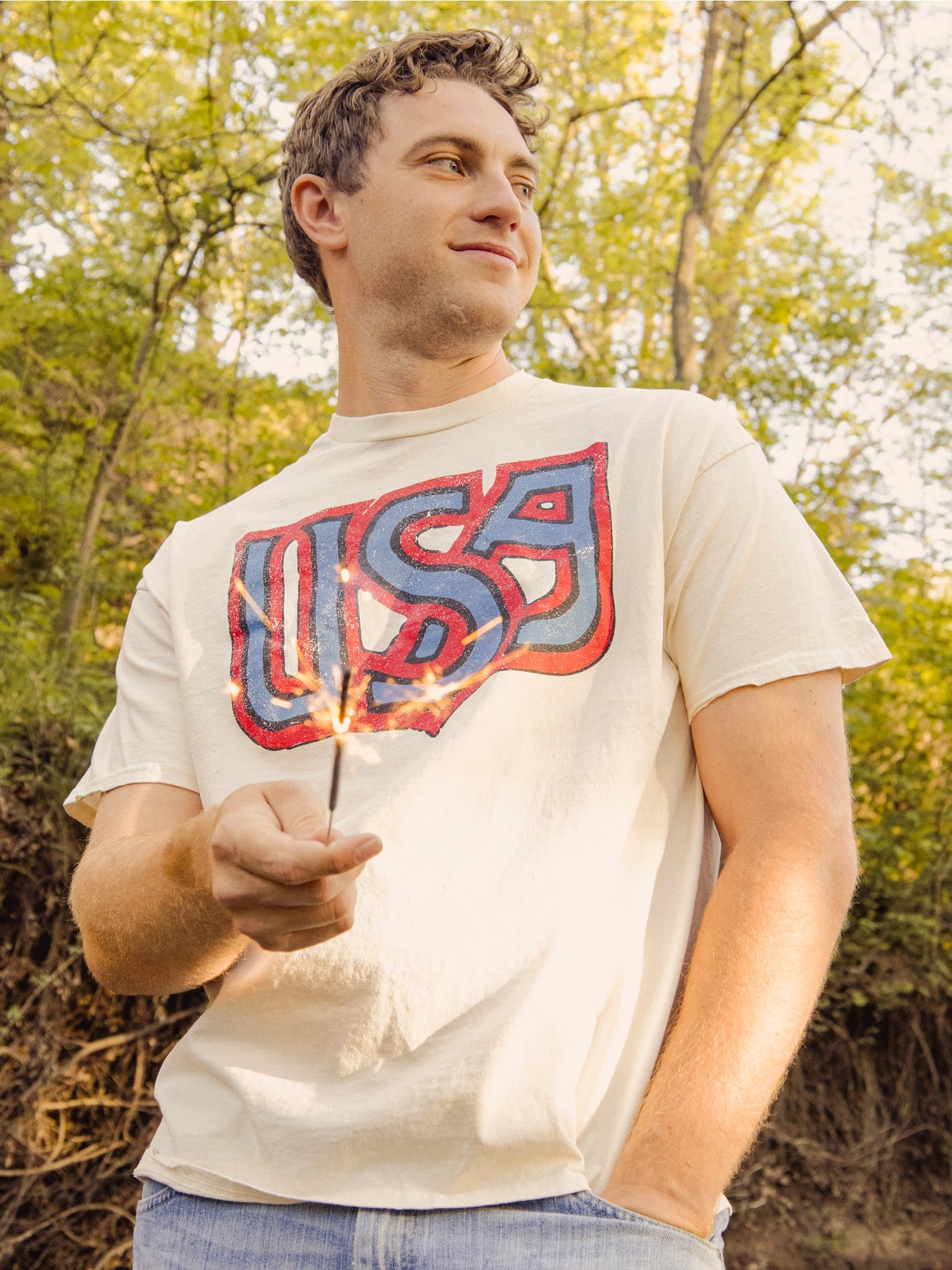 USA Monogram Thrifted Tee