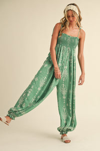 Janey Balloon Green Jumpsuit