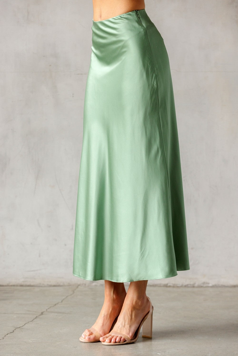 Aurora Sage Green Satin Dress