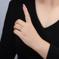 24K Gold Filled Clear CZ Hammered Baguette Band Ring | U320