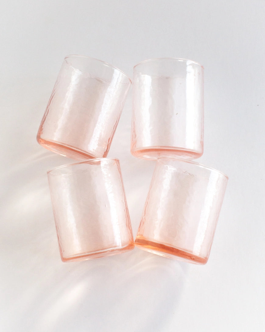 Handblown Hammered Glasses- Blush