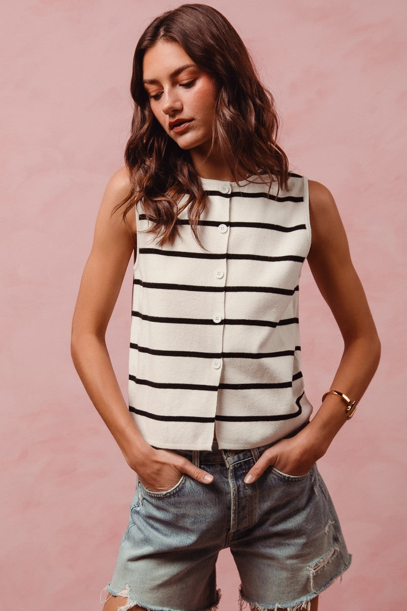 Willow Button Sweater Sleeveless Top