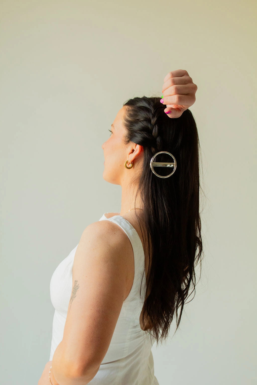 Ring Bar Barrette- Silver