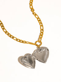 Heidi 18K Gold Non-Tarnish Two Tone Heart Locket Necklace: Multi-Colored