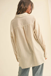 Vanessa Striped Button Down - Mustard/Ivory