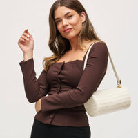 Rachel - Croco Shoulder Bag: Black