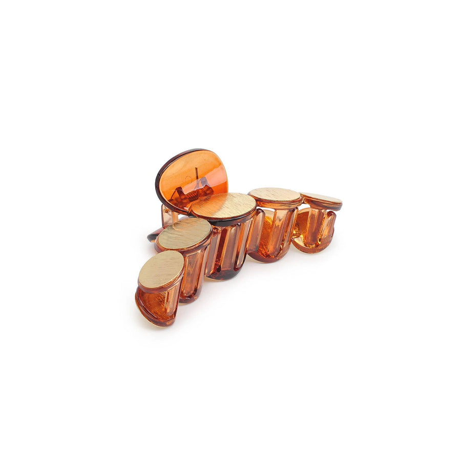 Metallic Disc Plated Hair Claw: Tortoise Gold