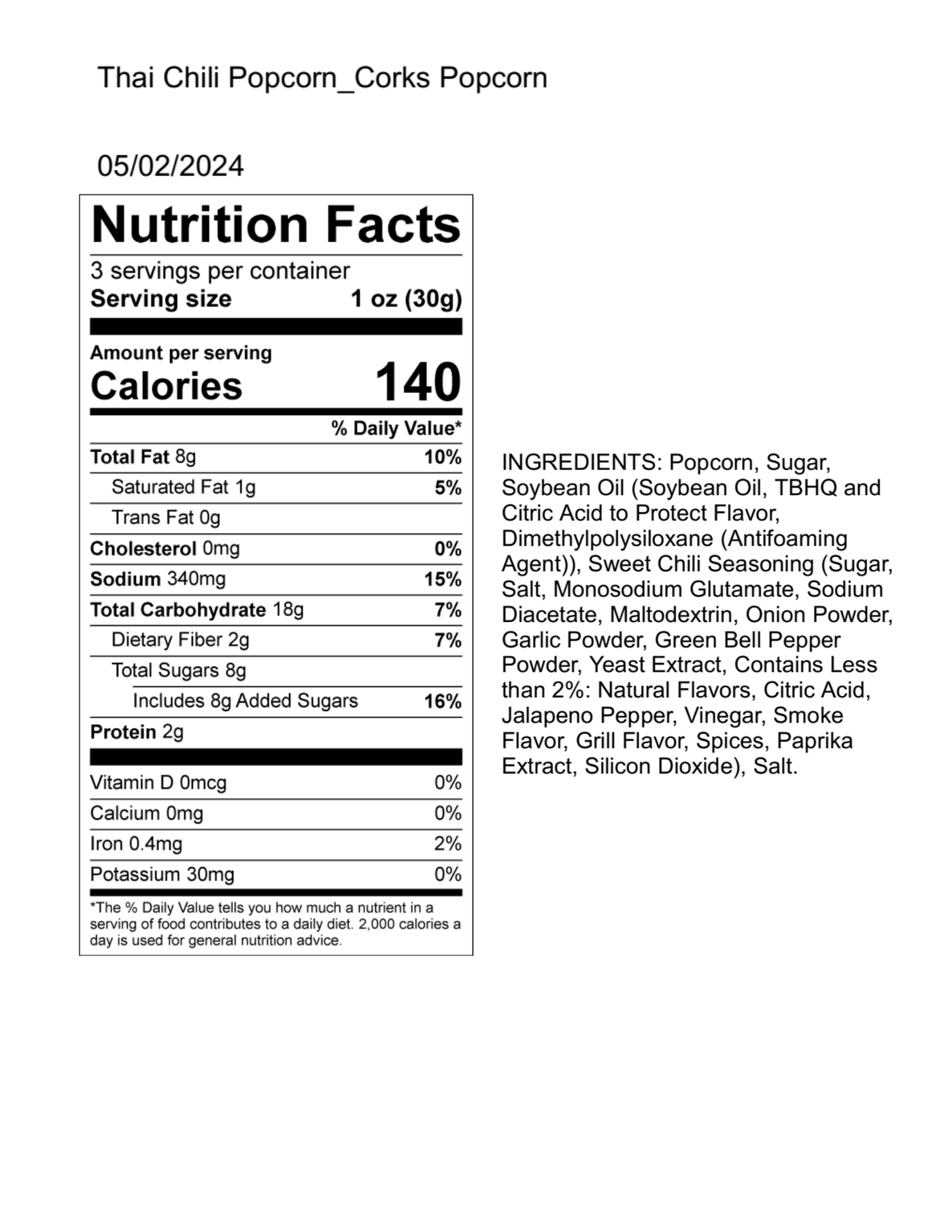 Sweet Thai Chili Popcorn