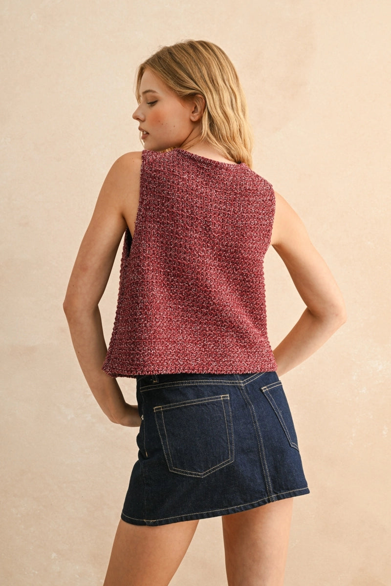 Devika Two Tone Tie Front Sweater Vest