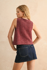Devika Two Tone Tie Front Sweater Vest
