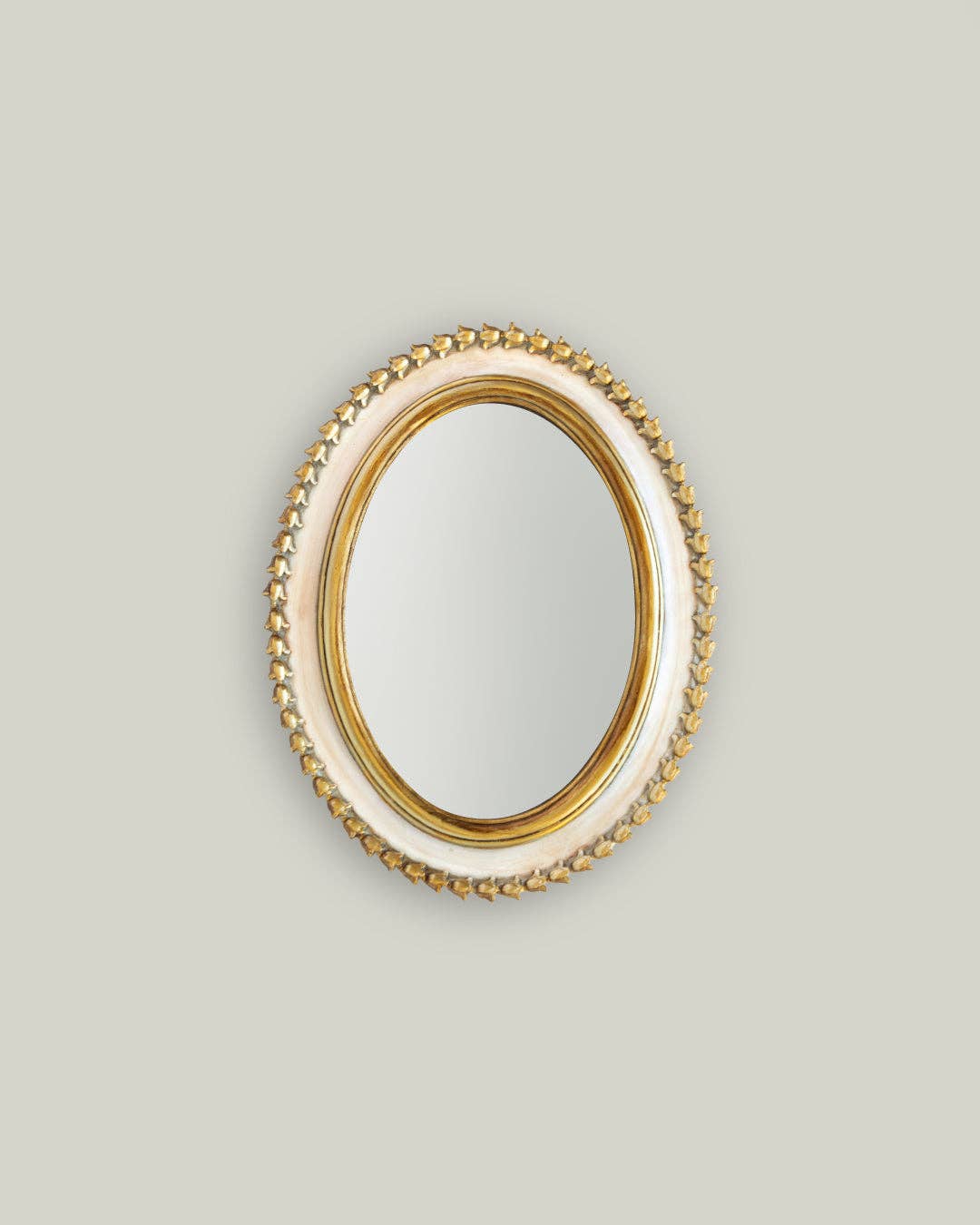 Cream Gold Oval Mirror