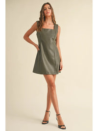 Rhodes Square Neck Faux Leather Dress