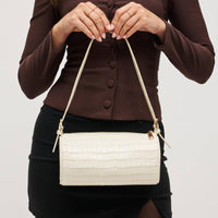 Rachel - Croco Shoulder Bag: Black