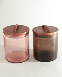 Handblown Hammered Glass Canisters- Blush