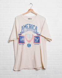 America Off White Thrifted Tee