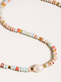Swank Non-Tarnish Boho Beaded Pearl Necklace: Multi-Colored