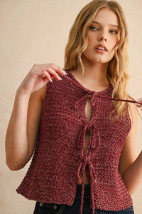 Devika Two Tone Tie Front Sweater Vest