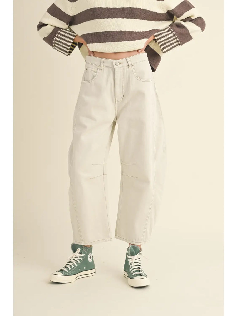 Julia Barrel Jeans - Ecru