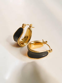 Candide 18K Gold Non-Tarnish Classic Hoop Earring: Black