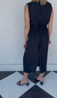 Aylani Midi Dress With Tie - Black