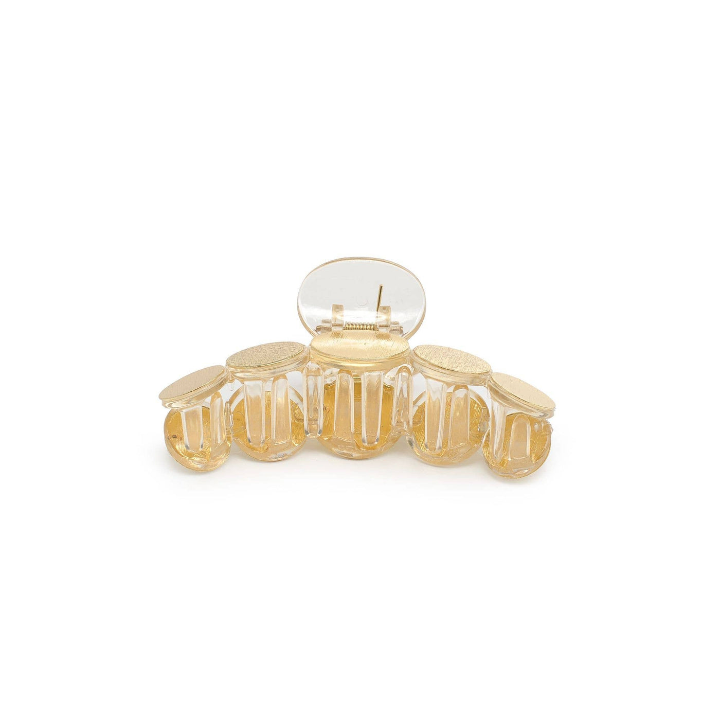 Metallic Disc Plated Hair Claw: Tortoise Gold