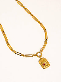 Clarimond 18K Gold Non-Tarnish Rectangle Chain Necklace: Yellow Gold