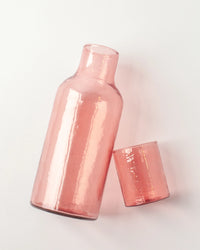 Handblown Hammered Glass Carafe- Blush