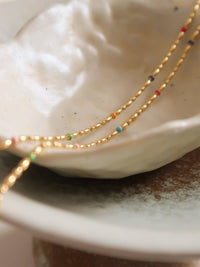 Tave 18K Gold Non-Tarnish Petite Beaded Necklace: Multi-Colored