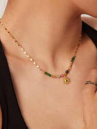 Olimpia 18K Gold Sun Necklace with Beads: Multi-Colored