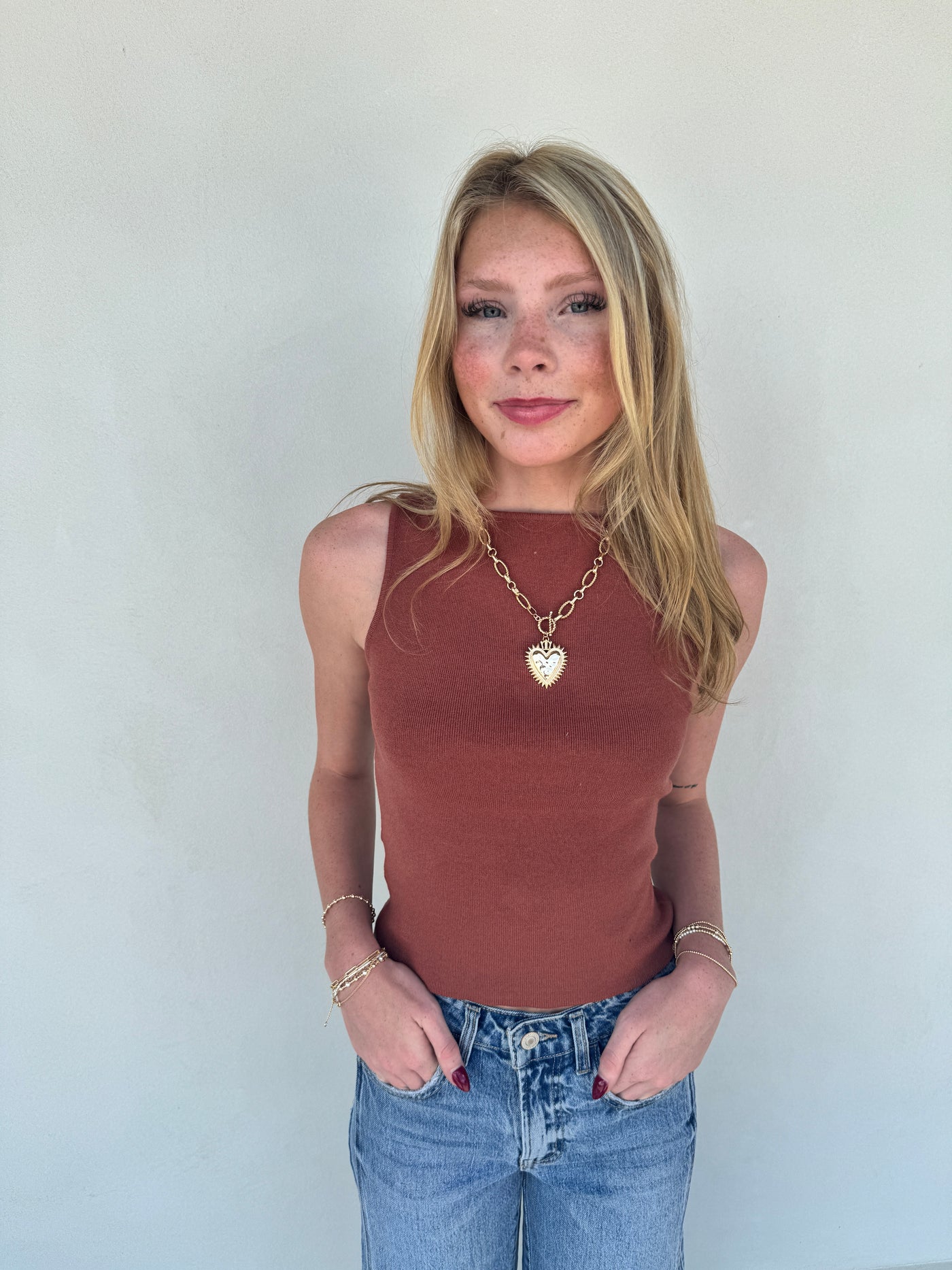 Jessica Boatneck Top - Rust