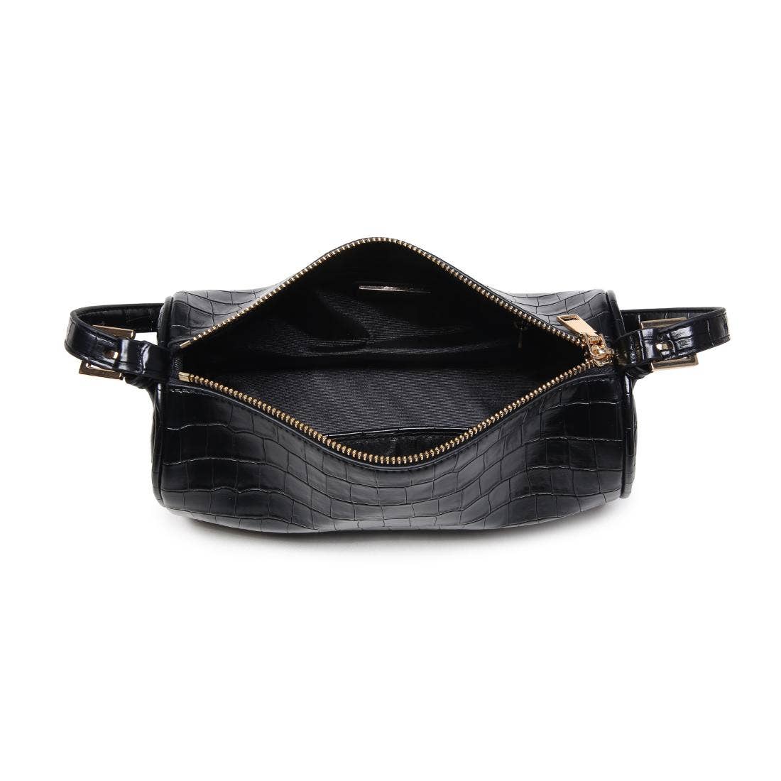 Rachel - Croco Shoulder Bag: Black