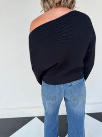 Bre Waffle Knit Top- Black