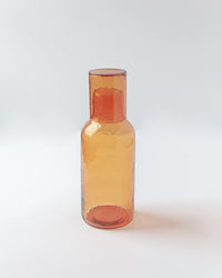 Handblown Hammered Glass Carafe- Amber