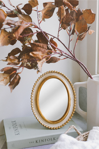 Cream Gold Oval Mirror